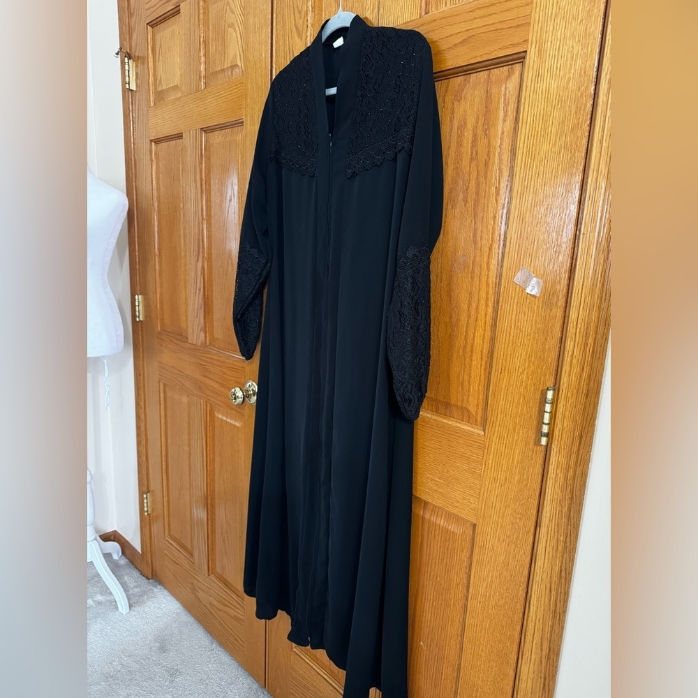 Women’s Dress Black Abaya Black Beaded Plus Size 5 ( 1X / 2X)
